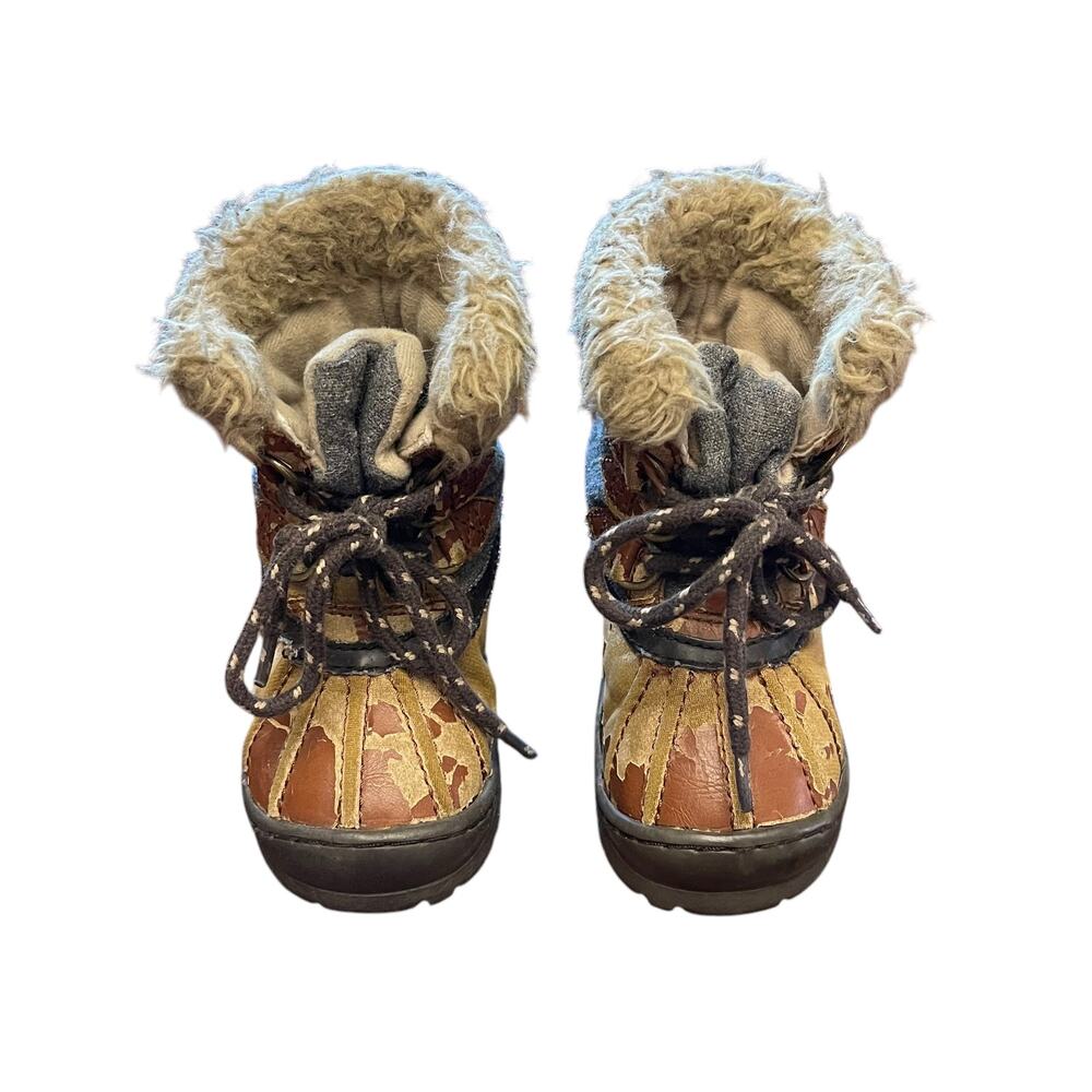 BABY GAP TODDLER BOY Winter Boots TAN CAMO Size 8